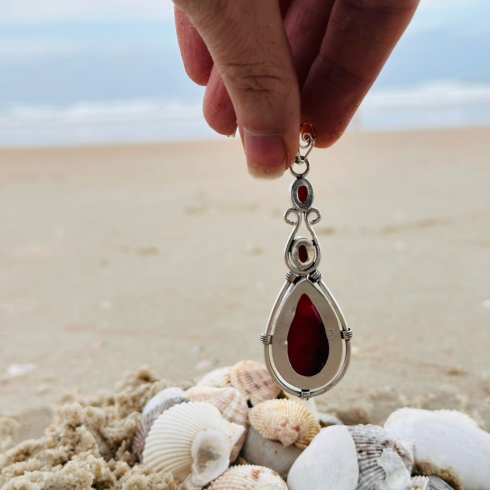 Solid Sterling Silver, Ruby Conundrum Pendant - image 2